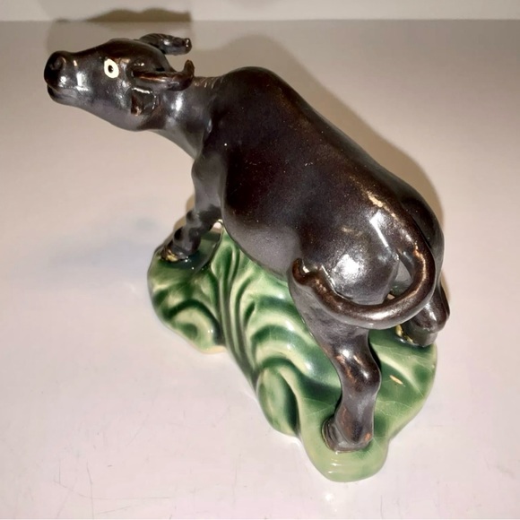 Vintage Beautiful Chinese Rare Ceramic Black Bull Ox Statue - Picture 8 of 11